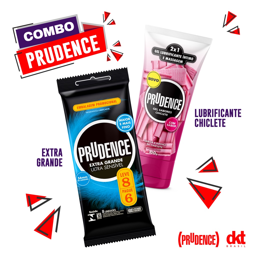 Kit Preservativo Prudence Extra Grande Ultra Sensivel Com 8 Un Lubrificante Gel Prudence 7333