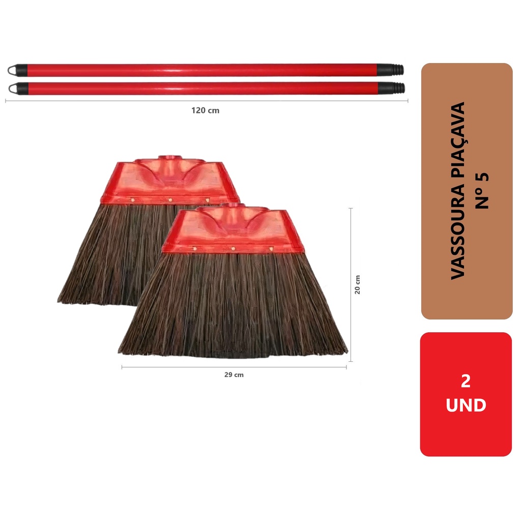 2 Vassouras De Limpeza Piaçava Fibra Natural Para Varrer Quintal Casa ...