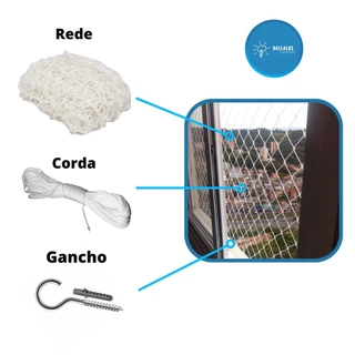 Kit Completo Rede Tela De Proteção Para Sacadas Janelas Gatos Crianças a partir de 2m