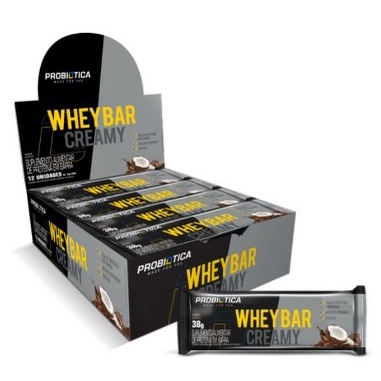 Whey Bar Creamy Display Com 12 Unidades 38g Coco – Probiótica