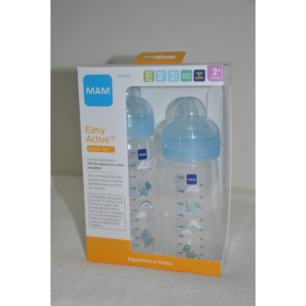 Kit de Mamadeira Mam Easy Active (270ml + 330ml) - Azul, Rosa ou Neutro ...