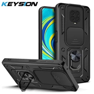 KEYSION Caixa De Anel À Prova De Choque Para Redmi Note 9 Pro Max 9S 9T Push Pull Proteção De Câmera Capa De Celular 9S