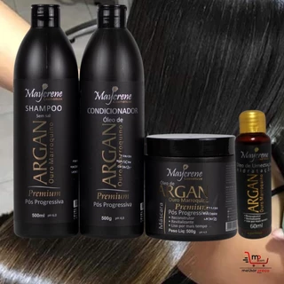 Kit Pós Progressiva Óleo De Argan Ouro Marroquino Maycrene - 4 Produtos SH+COND+MAS+OLEO UMECTANTE