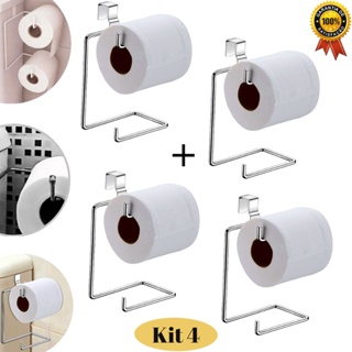 Kit 4 Suporte Porta Papel Higiênico Duplo Para Caixa Acoplada Cromado Aramado Prata COM NOTA FISCAL 19X12,5CM
