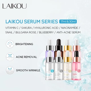 LAIKOU Facial Serum Sakura/Vitamin C/24K Gold Snail/Tea Tree Essence Shrink Pores Remove Acne Brightening Soothing Skin em Oferta na Shopee