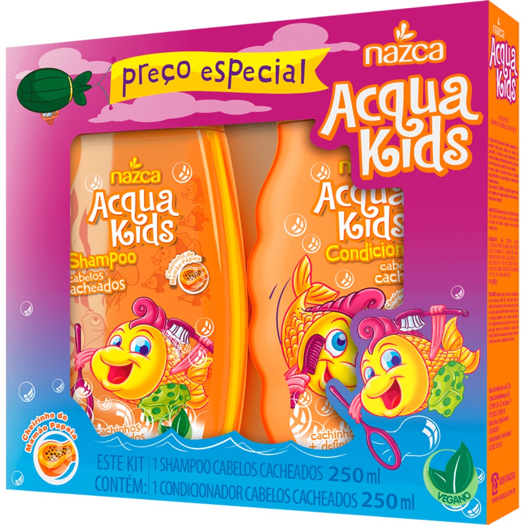 Kit Shampoo + Condicionador Acqua Kids Luluca 250 ml - LojasLivia