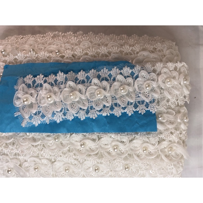 1Yard 3D Flower lace Trim , Fita De Renda Bordada Florida Para  Vestido/Casamento/Bridal DIY Costura Decoração 6.5CM Larga