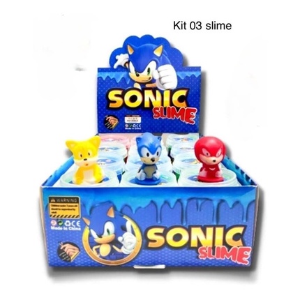 Kit 3 Slime Sonic Com Glitter + Boneco Surpresa Sonic Boom | Shopee Brasil