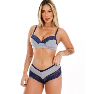 Conjunto Sutiã e Calcinha calesson Em Malha Fit E Renda Confortável com bojo ( Sabrina )
