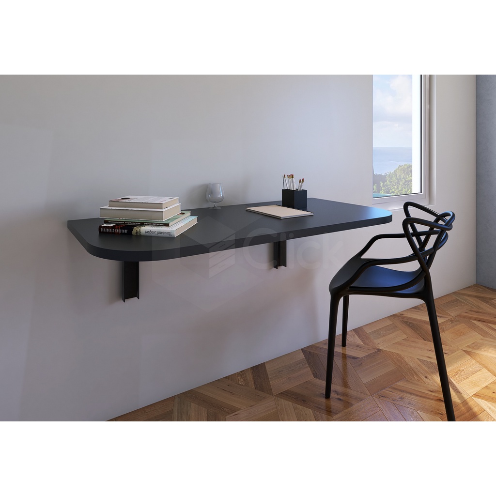 Mesa Dobrável De Parede 90x40 Preta Rápida Entrega