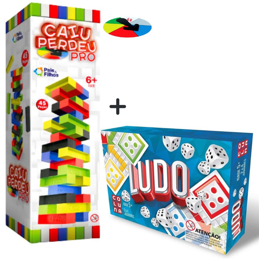 Kit Caiu Perdeu Nova Edição Blocos Coloridos + Jogo de Tabuleiro Ludo ...