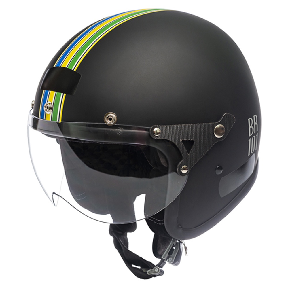 Capacete Aberto Kraft Modelo Old School Brasil Preto Fosco Retro Custom ...