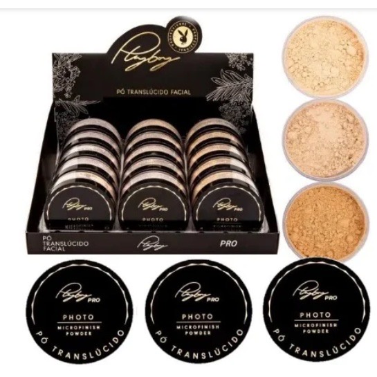 Kit 18 Unidades Pó PlayBoy Translúcido Prova D`agua Finalizador de