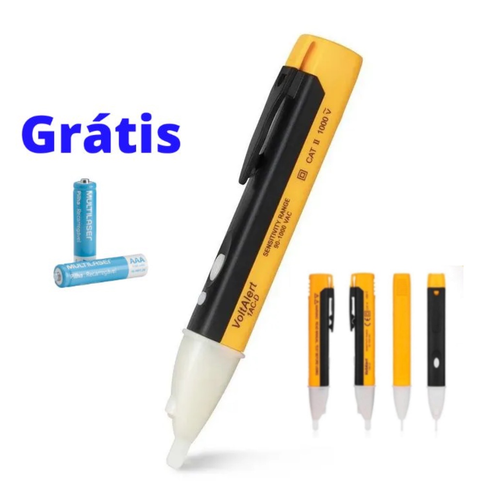 Caneta Para Teste Detectora de Energia Elétrica Voltímetro Testador Tensão Sonora
