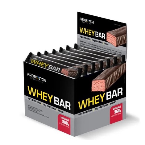 Whey Bar High Protein 24 Unidades 40g Morango – Probiótica