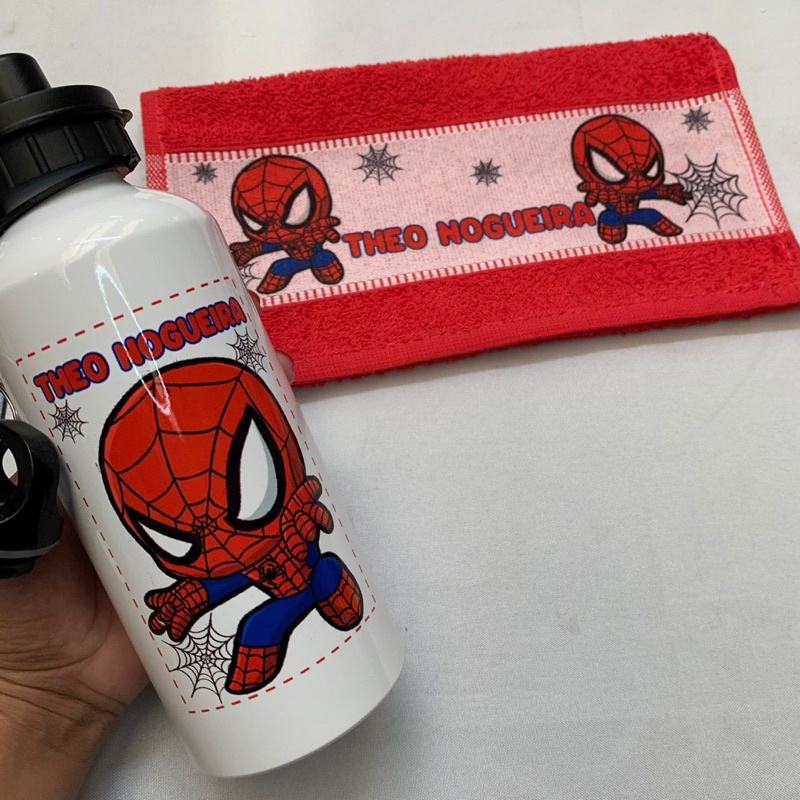 Kit Escolar - Garrafa - Squeeze - Toalhinha - Personalizado com nomes frases ou temas