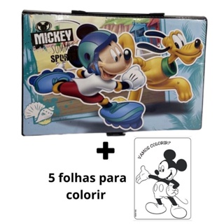 Estojo Maleta Escolar Pintura 86 Peças Canetinhas Giz Mickey