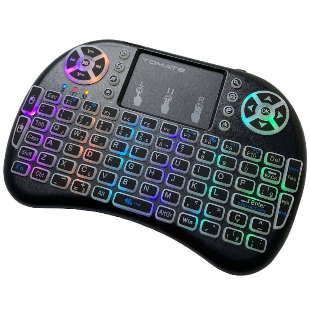 Mini Teclado Keyboard Sem Fio Wireless Iluminado Luz Led Rgb | Shopee ...