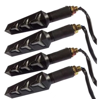 Kit 4 Peças Pisca Palito Slim De Seta Led Sequencial Esportiva Para Moto Amarelo Universal 12V