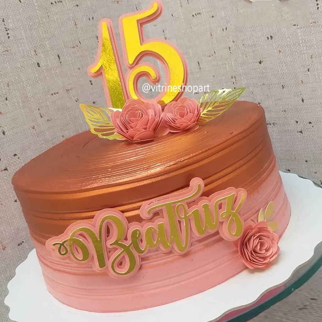 Topo de Bolo Rose Gold 15 anos Festa 18 anos Cake Topper Aniversário