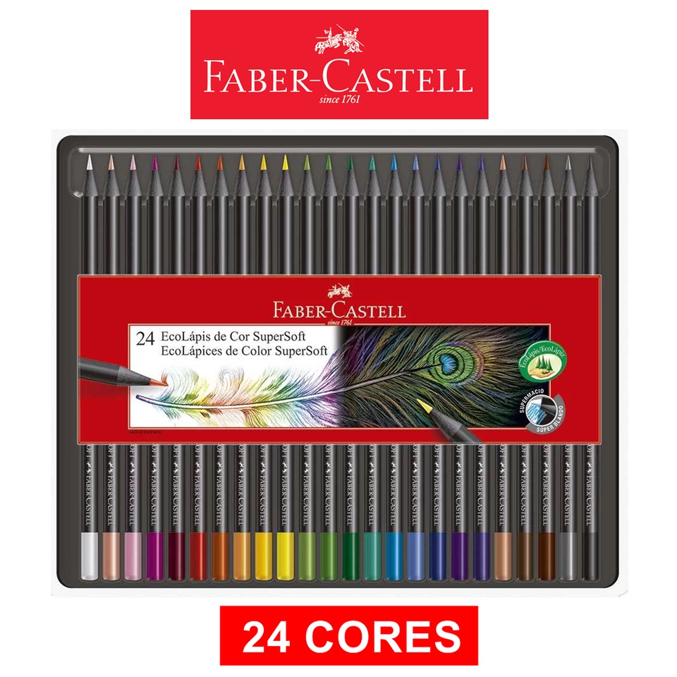 Lapis de Cor Faber-Castell SuperSoft 24 Cores - Profissional | Shopee ...