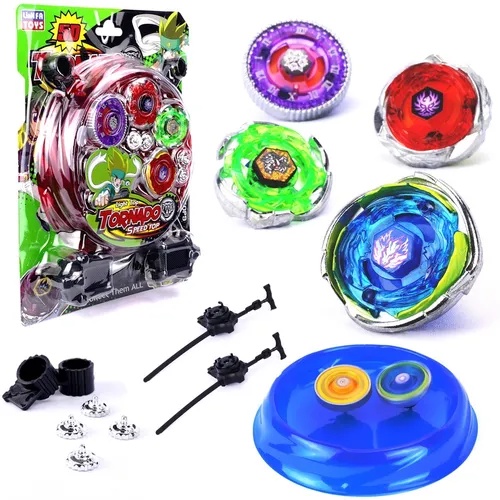 Kit 4 Beyblade Metal Led + Lançador + Arena Promoção