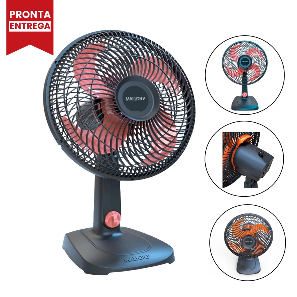 Ventilador de Mesa Mallory Elegance Silencioso 3 Velocidades 30CM 110V ...