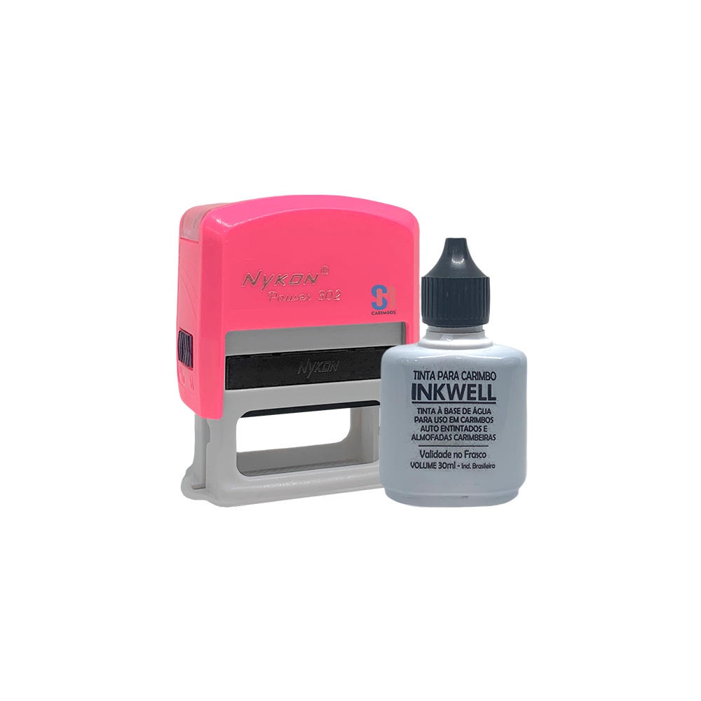 KIT 1 CARIMBO PERSONALIZADOS + TINTA INKWELL PRETA | Shopee Brasil