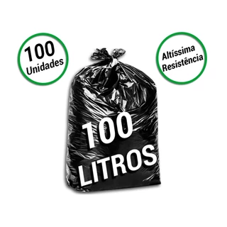 Kit 100 Unidades Saco De Lixo Preto 100 Litros Reforçado Para Lixeiras de 50 a 70 Litros composta de PE Atacado
