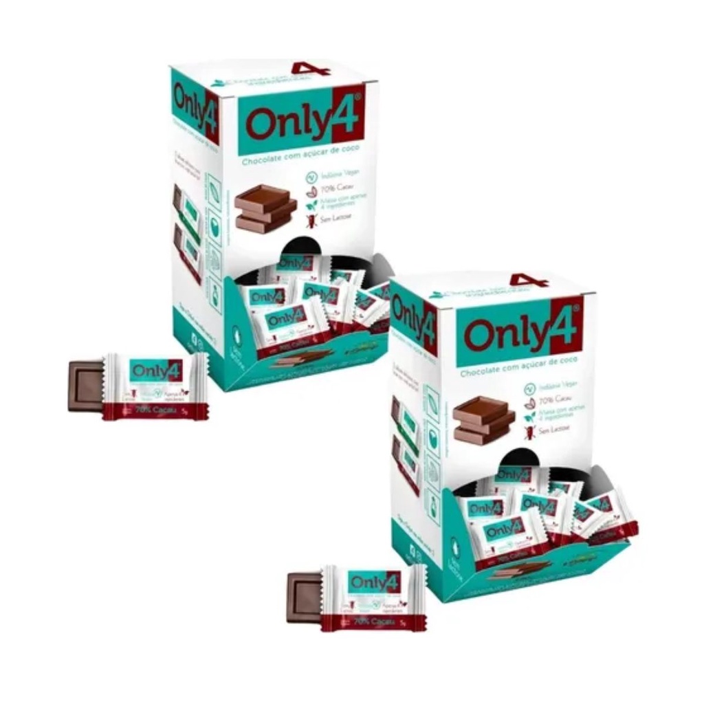 Kit C/2 Only4 Mini Chocolate Vegano 70% Cacau Sem Lactose 5g | Shopee ...