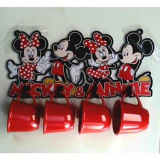 Suporte xicaras mdf cantinho do café /Mickey e Minnie acompanha 4 xicaras 60ml.