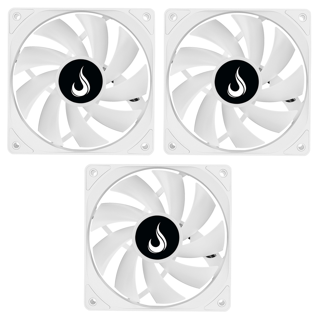 Kit 3 Cooler Fan Branco RGB 12V 4pin Rise Mode RM-MB-02-12V