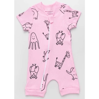 Macacão Bebê Verão Infantil Rosa Animais em Oferta na Shopee