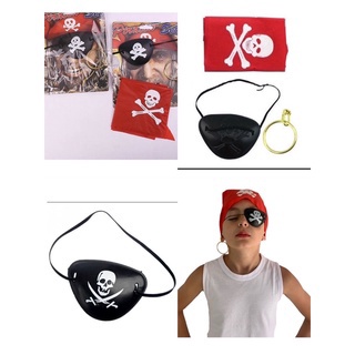 Kit Fantasia de Pirata Adulto e Infantil Unissex Chapéu + Bandana +  Tapa-olho + Brinco, Magalu Empresas