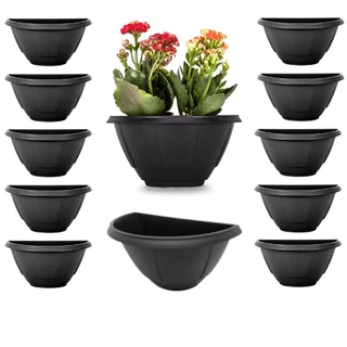 36 Vasos de Parede Meia Lua Mini Para Jardim Vertical Preto