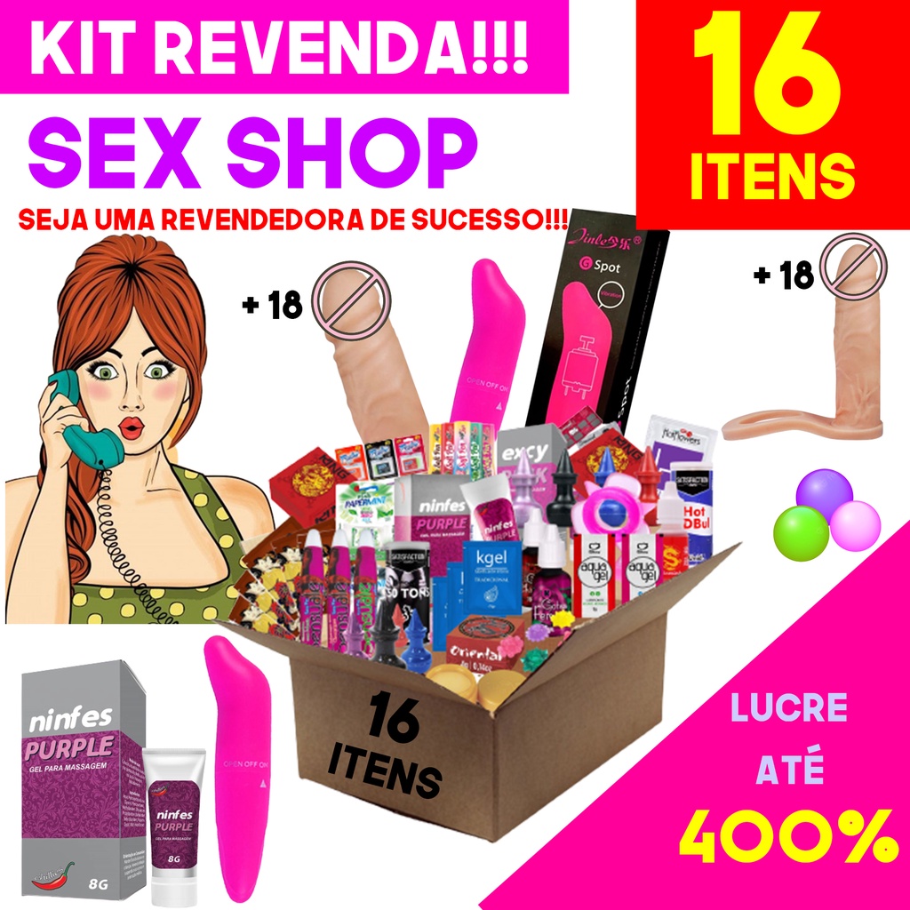 KIT SEX SHOP 16 PRODUTOS ERÓTICOS ADULTOS GOLFINHO VIBRADOR + PRÓTESE PENIS  SEXY - Escorrega o Preço