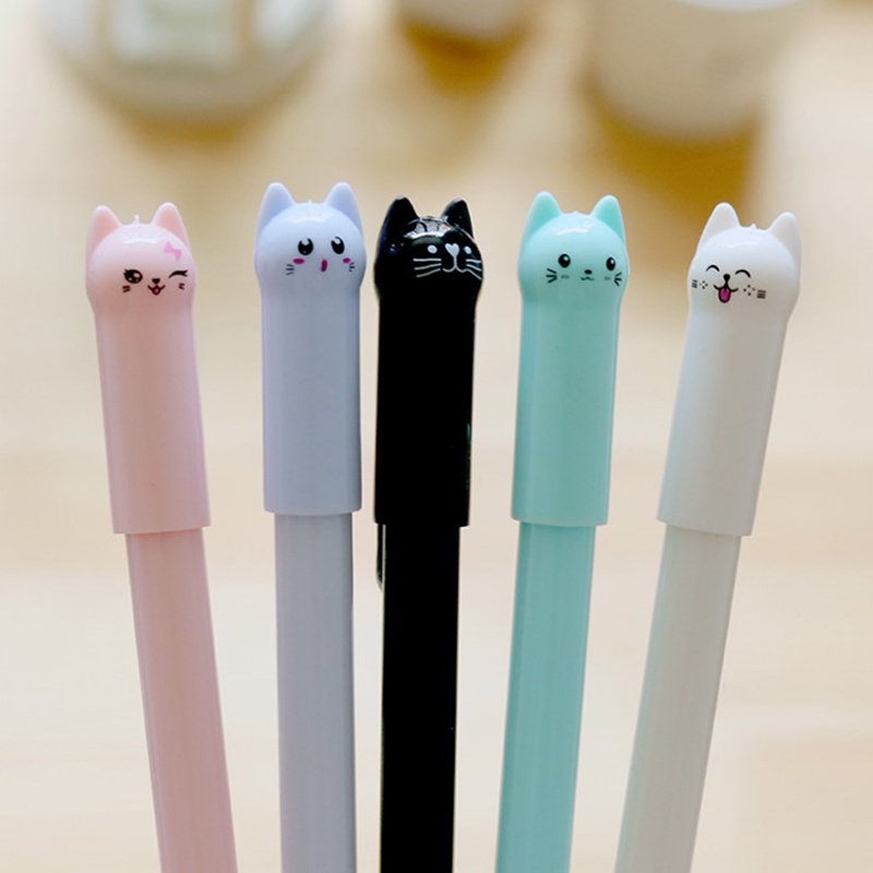 Caneta Kawaii Gel Divertida Fofa Tampa Gatinho Unidade Shopee Brasil