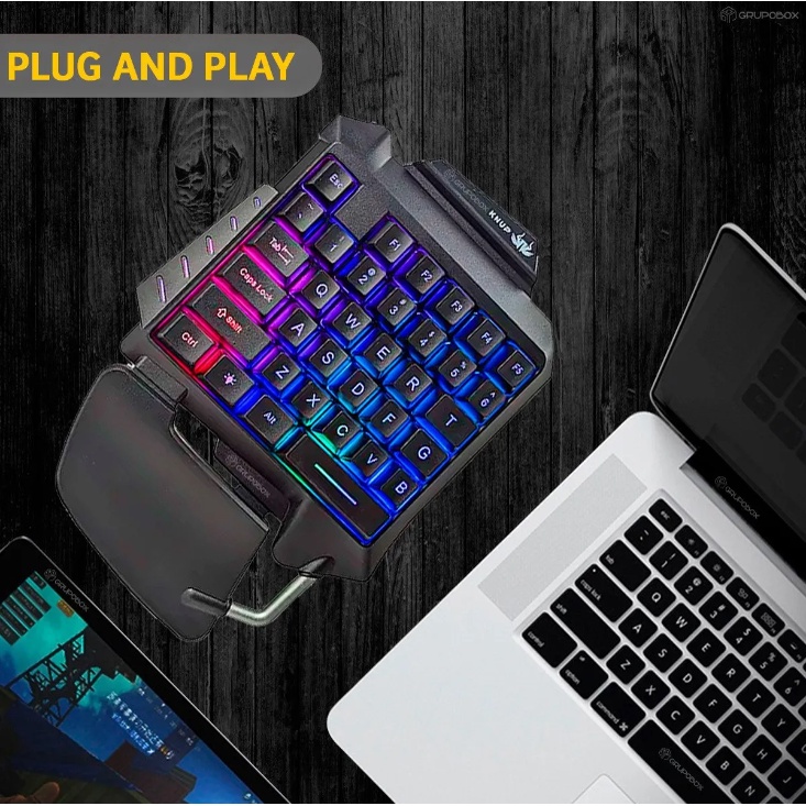Teclado Semi-Mecânico Gamer Single Hand Knup Kp-Tm-006 Com Teclado Semi-Mecânico Gamer Single Hand Knup Kp-Tm-006 Com