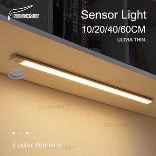 Luz LED 3 Cores Com Sensor De Movimento USB Iluminação Recarregável De Cozinha Roupeiro Quarto Lâmpada Magnética De Cabeceira