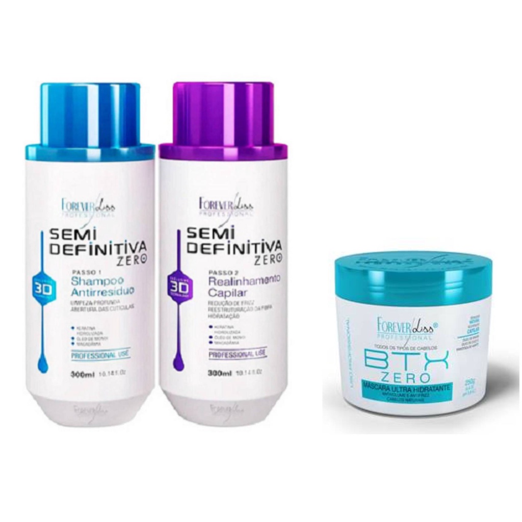 Kit Forever Liss Zero Forever Liss Semi Definitiva 3D - 2 Flacons De 1 Litre, Traitement à La Kératine