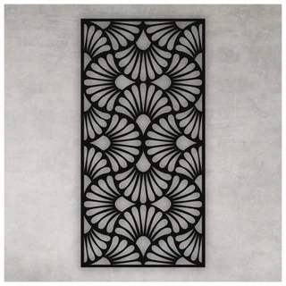 Quadro Decorativo Vazado Painel Florido MDF Escultura de Parede MDF Preto