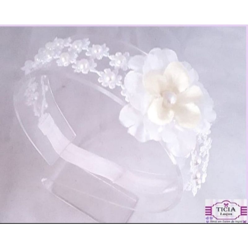 Faixinha para batizado/ tiara luxo de bebe/ tiara batizado / Faixa para