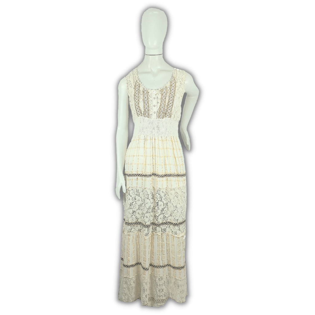 Vestido Indiano,algodão Bordados Em Lese Com Forro,levissimo