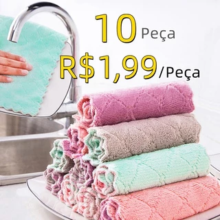 10 Peça Pano De Prato, Pano De Limpeza De Cozinha Microfibra Multiuso, Multiuso Limpeza Fogao