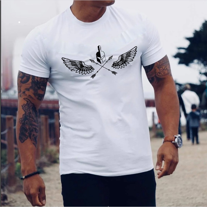 Camiseta Masculina Asas Gladiador Balada Casual Lançamento