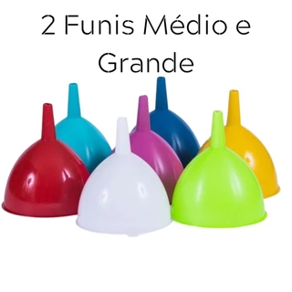 Kit 2 Funil Plástico Resistente Haste Curta Color 11Cm/18Cm para Cozinha Laboratório