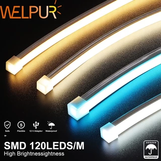 Lâmpadas LED Flexíveis De Néon IP67 À Prova D'água 5M 2835 120LED/m DC12V Tubo De Silicone Para Decoração Da Casa De Natal