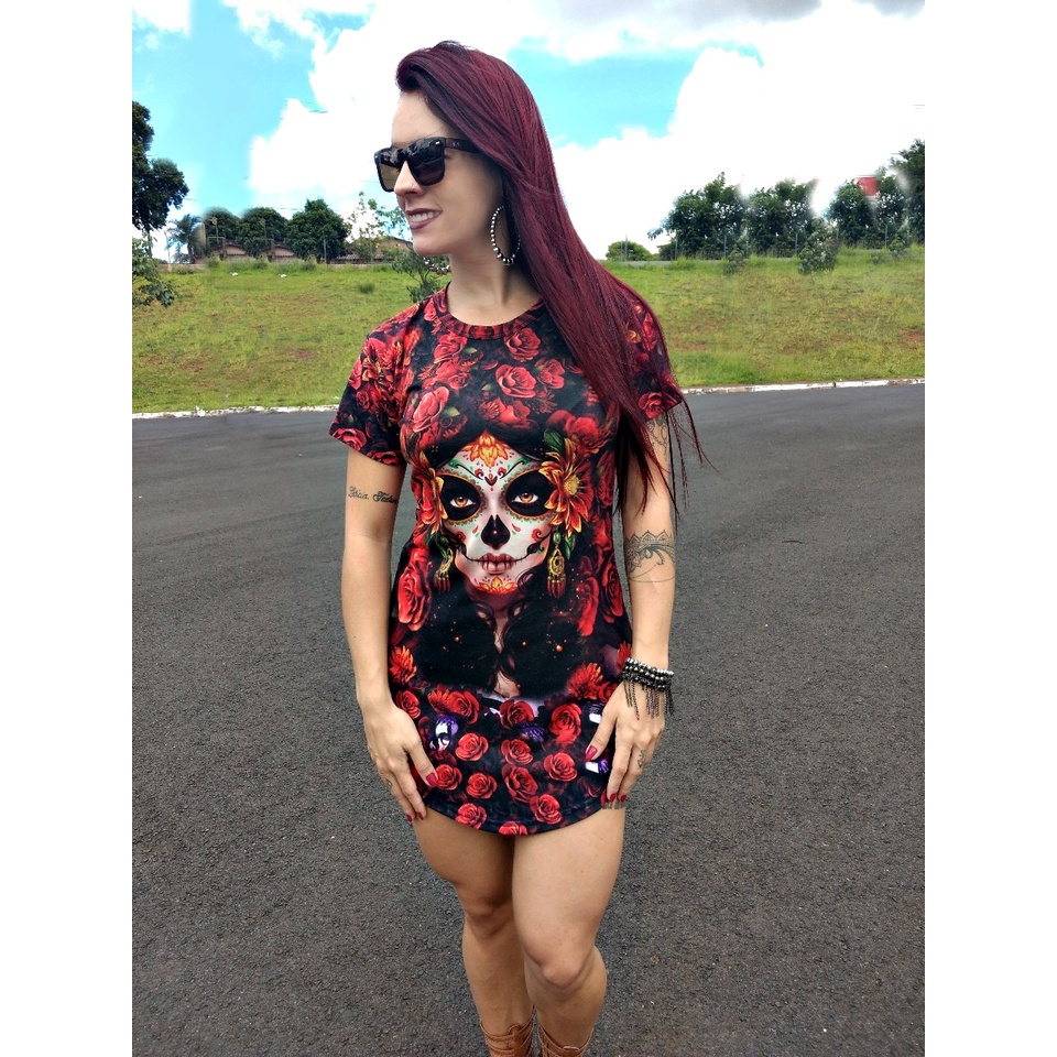 Vestido Catrina flores P ao XG