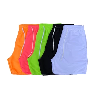 Kit 3x Shorts Neon Liso Mauricinho Bermudas Praia Verão 3 Bolsos Cores Vivas Calção