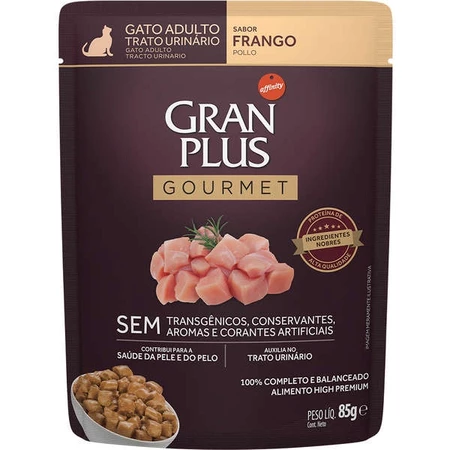 Caixa 18un Ração Úmida Granplus Sache Gato Trato Urinário Frango 85g